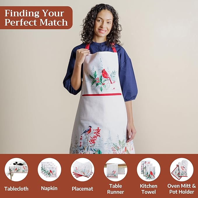 Maison d' Hermine 100% Cotton Apron for women with Pocket Kitchen Chef Apron for Men Cooking Easter Decorations