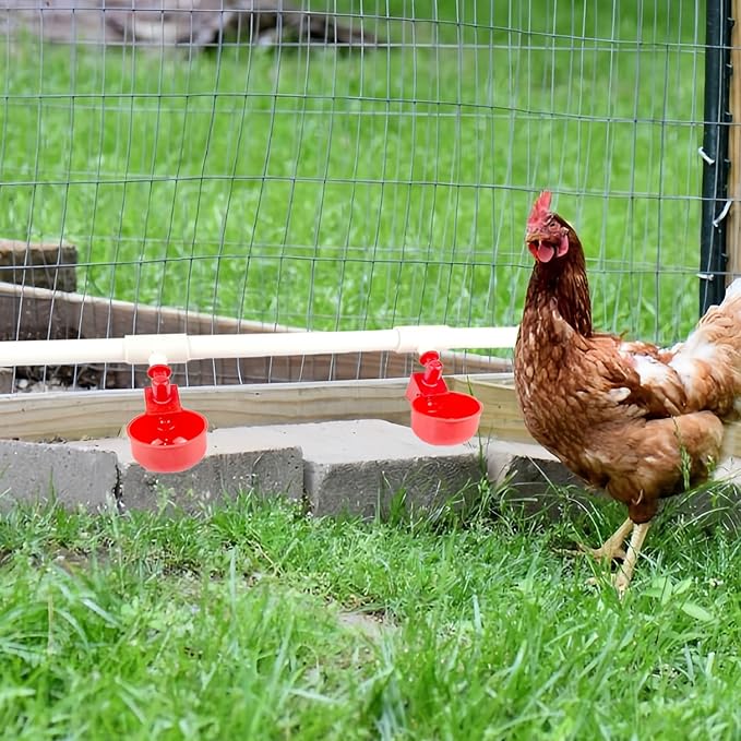 Automatic Chicken Waterer System (46 Accessories Included), Complete PVC Pipelines Set Chicken Water Feeder, Poultry Waterer, DIY Chicken Watering System with Chicken Water Cups (No Bucket Included)