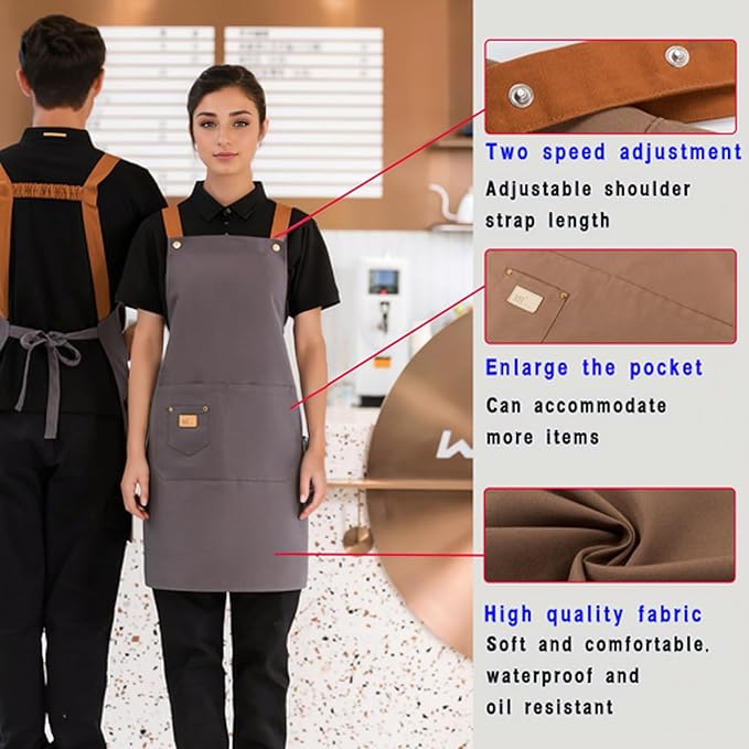 Chef's Aprons,kitchen work apron,with pockets,waterproof,suitable for gardening,painting,barbecue,artists,carpenters