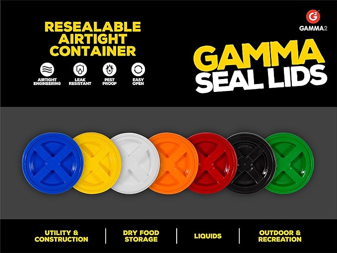 GAMMA2 Gamma Seal Lid - Pet Food Storage Container Lids - Fits 3.5, 5, 6, & 7 Gallon Buckets, Green, Made in USA (Pack of 12)