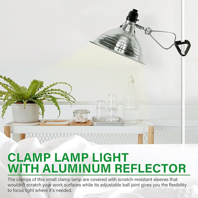 Simple Deluxe 2-Pack Clamp Lamp Light with 8.5 Inch Aluminum Reflector up to 150 Watt E26 (no Bulb Included), Silver and Black