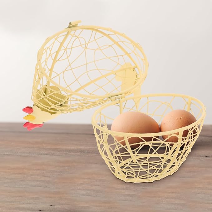 PRETYZOOM Chicken Basket for Eggs Wire Egg Holder Farm Fresh Egg Storage Container Decorative Chicken Styling Decoration for Kitchen and Dining