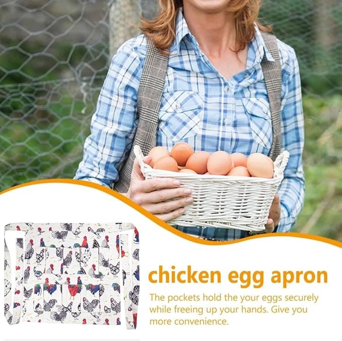 Egg Collecting Apron and Basket, 12 Pockets Fresh Chicken Egg Collecting for Farmhouse for Kids Adult