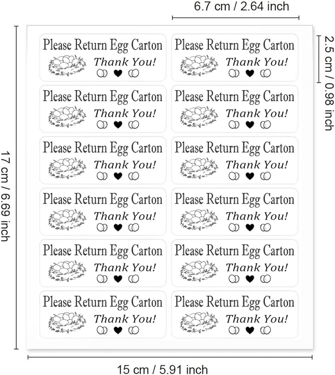 Please Return Egg Carton Labels Tags,1 x 2.65 Inch Self Adhesive Farm Fresh Eggs Carton Stickers for Packaging Box Container Carton Farm Supplies (480 pcs)