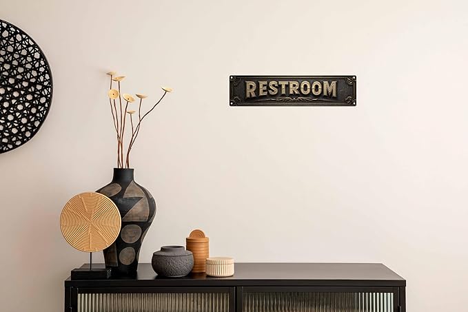 Vintage Tin Restroom Sign Retro Metal Sign Suitable For Home Street Shop Bar Restroom - Multi-Purpose For Indoor/Outdoor Use Plaque 4x16 Inch