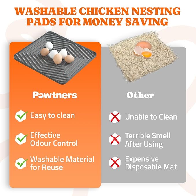 Pawtners Chicken Nesting Box Liners: Washable Nesting Pads for Laying Eggs, 12x12, 10 Pack