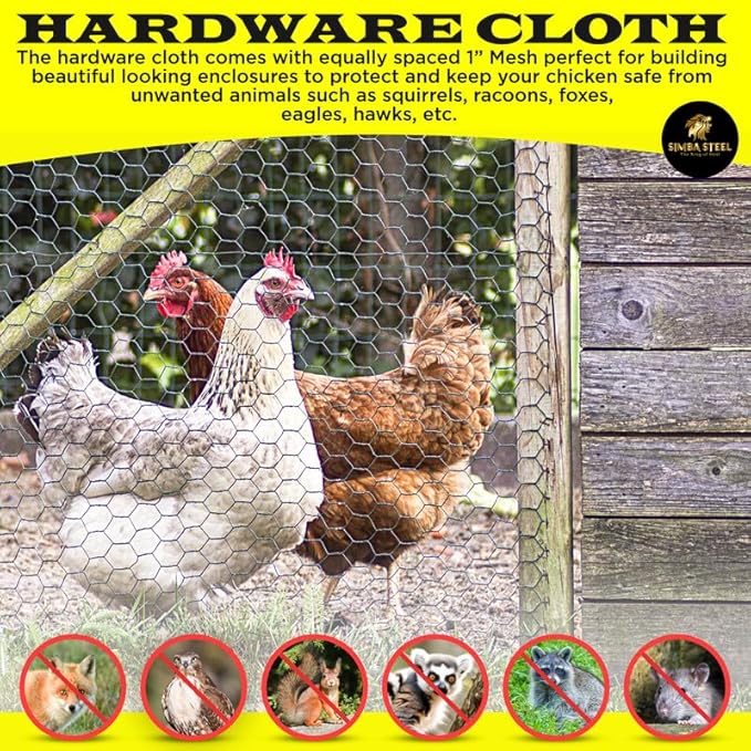 36” x 100 FT PVC Hexagonal Poultry Netting Chicken Wire | 1" Mesh | 20 Gauge | Black PVC Vinyl Coated | Rust Proof | for Garden, Fence, Chicken, Rabbit, Pet Enclosure