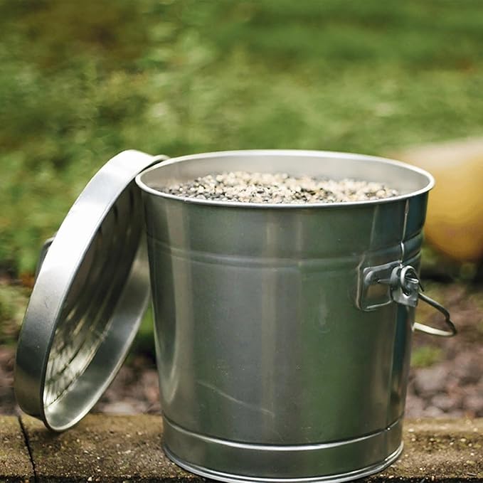 6-Gallon Galvanized Steel Storage Can with Locking Lid - Airtight Metal Container