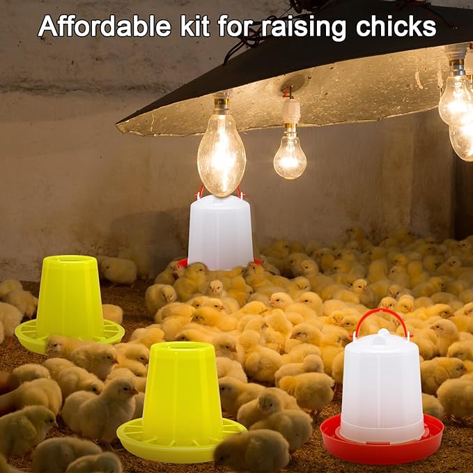 12 Pack Small Chicken Feeder and 1.5L Baby Chicken Waterer Set Bulk Chick Feeder Chick Drinker for Poultry Ducks Goose Quail Pigeons(Combination)