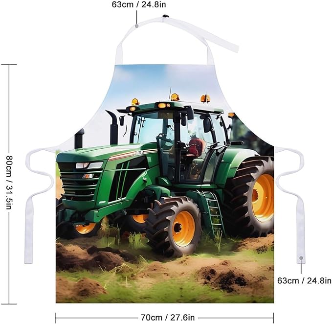 Company Farm Tractor Apron with Large Pockets, Waterproof & Stain Resistant Bib Apron for Cooking, Grilling & Baking, Adult Kitchen Apron for Women Men
