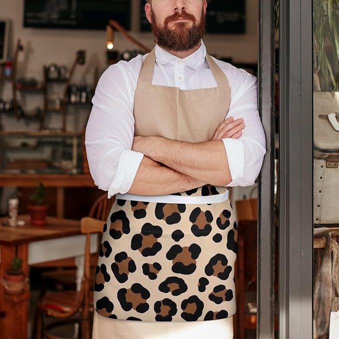 Unisex Apron for Cooking Server Waitress Half Waist Apron with 3 Pockets