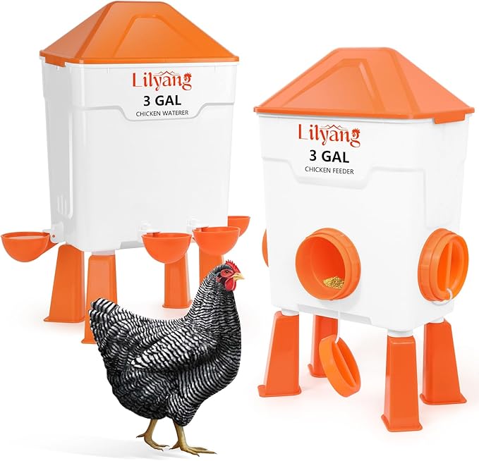 Lilyang Automatic Chicken Waterer 3 Gallon | Float-Control Auto Waterer, Hanging/Standing Design, Connect to 3/4'' Faucet & Hose, Effortless Hydration Solution for Backyard Coop & Small Farm