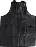 One Size Fits Utility Apron | Adjustable Cross-Back Straps | Multi-Use Shop Apron With Tool Pockets By Aaron Leather Goods (Leather, Black)