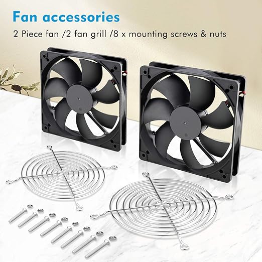 Wathai 120mm x 25mm DC 12V Waterproof Fan Dual Ball High Preformance for Electronic Equipment Cabinet or DIY Cooling Ventilation Exhaust Projects IP67 2 Pack