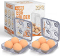 ZPU Egg Holder Camping, 2Pcs 4 Grid Egg Container, Plastic Egg Carrier for Camping Picnic Travel Outdoor Refrigerator Kitchen, Protective Egg Storage Case, Grey Purple