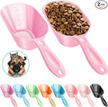 Pet Food Scoop 2 Pack, Dog Cup Capacity Cat Food Scooper With Measuring Lines For Dog, Puppy and Cat Coffee Bean, Flour Scoop Pink