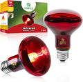 Reptile Heat Lamp Bulbs,Infrared 100W Reptiles & Amphibians Basking Spot Lamp Bulb, 2 Packs Red Heat Emitter Light for Chickens Coop