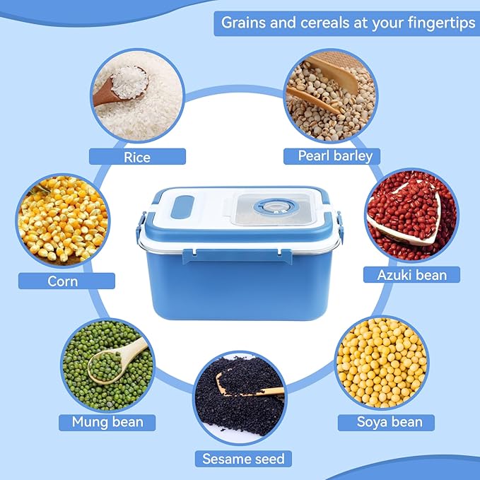 20lbs Stainless Steel Flour Storage Bin Airtight Rice Storage Container Metal Cereal Grain Dry Food Storage Boxes for Kitchen Countertop Pantry, Blue