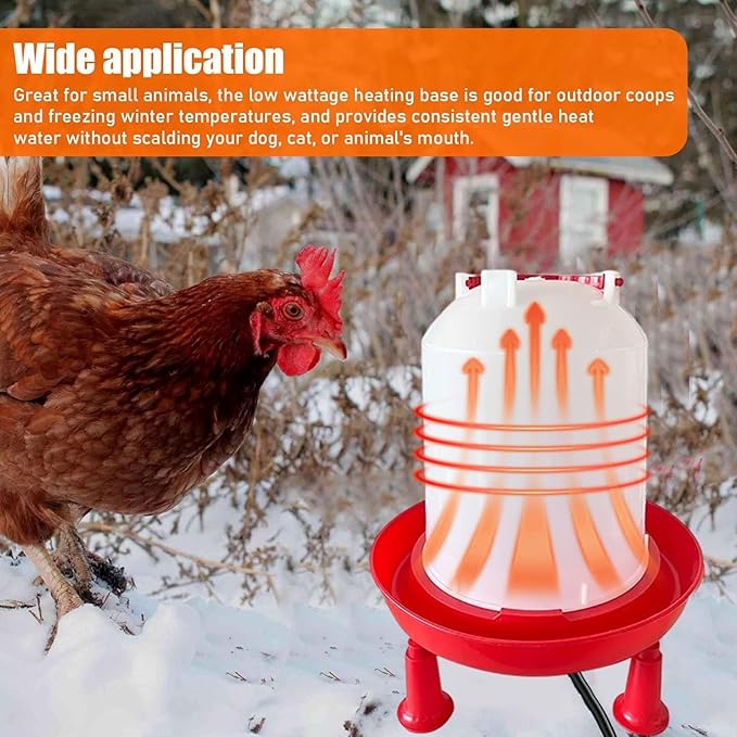 Heated Chicken Waterer, Integrated Temperature Chicken Water Heater with Handle for Chicken Coop, Poultry Water Dispenser for Winter (3, Liters)
