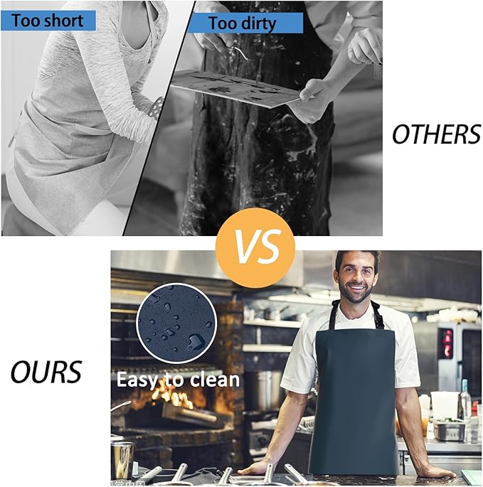 Homsolver Waterproof Rubber Vinyl Apron for Unisex Adult, Adjustable, Lightweight, Chemical Resistant Extra Long Work Apron