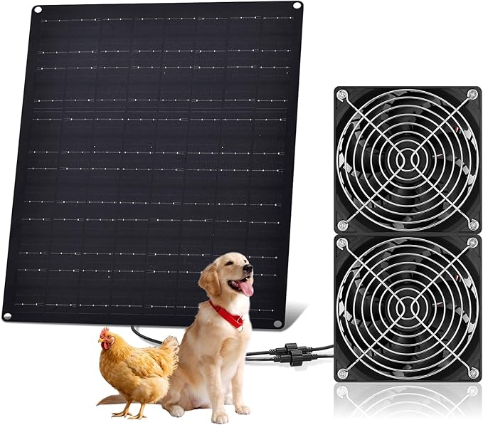 Solar Powered Fan, Solar Panel Fan 15W Solar Ventilation Exhaust Fan Waterproof for Outdoor Shed Chicken Coops Greenhouse Doghouses Pet House for Intake or Exhaust Air Cooling