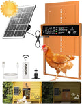 Asfrost Automatic Chicken Coop Door Solar Powered Automatic Chicken Door with Timer & Light Sensor, Anti-Pinch, Durable Aluminum Auto Chicken Door, Charge with 7W Solar Panel & USB - Orange