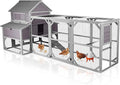 Aivituvin Extra Large Chicken Coop for 10-15 Chickens, Reinforced Structure Outdoor Wooden Chicken House with 6 Nesting Boxes, Extended Run, Waterproof Roof, Iron Edge, 137" L x 63" W x 62" H
