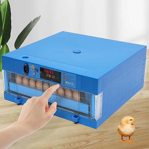 64 Eggs Incubator, Automatic Smart Eggs Digital Incubator Household Mini Incubator Box Egg Water Bed w/Fully Automatic Egg Turning and Humidity Controle for Chickens Goose Birds Ducks