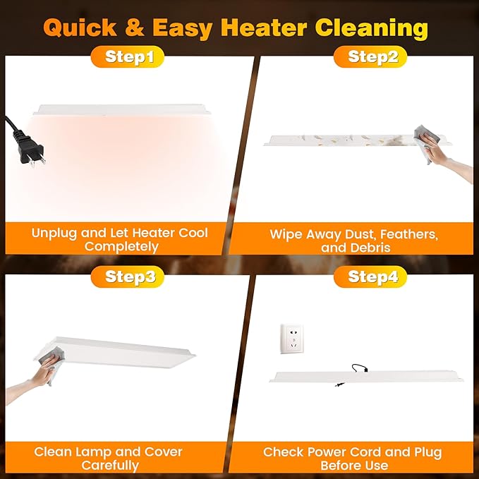 40"x11" Large Overhead Infrared Heater, 150W Chick Brooder Lamp for 50-75 Chicks, Safe and Energy Efficient Adjustable Hanging Heat Lamp with Uniform Heat for Chicken Coops, Pigs, Indoor & Outdoor