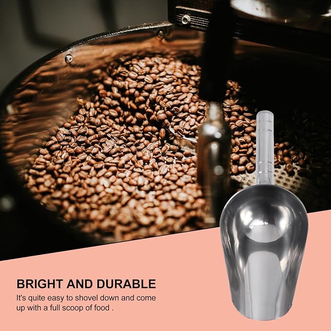 POPETPOP Stainless Steel Pet Food Scoop 1.5 Cup 8.26In Multipurpose Metal Shovel for Dry Dog Cat Food Baking Ingredients Candy Nuts