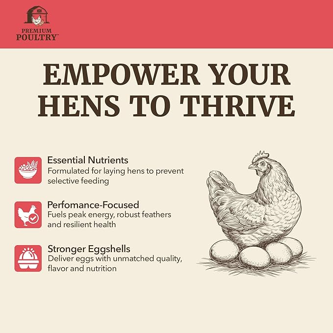 Layer Pellets Chicken Feed, 16% Protein with Pre and Probiotics for Laying Hens, Supports Digestion & Egg Production, 40 Pounds