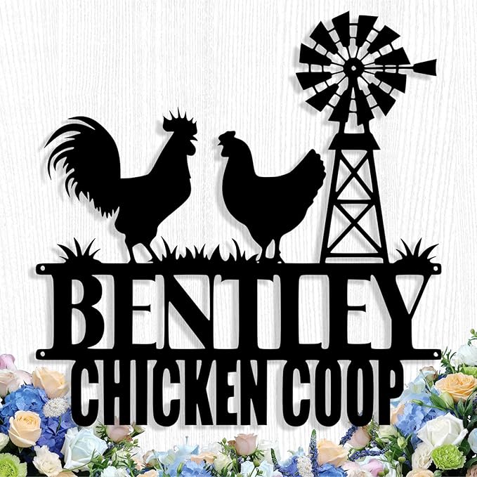 Custom Chicken Coop Metal Sign, Personalized Chicken Coop Sign for Outside, Custom Metal Hen House Farm Signs, Chickens Hen House Farmhouse Wall Art Decor
