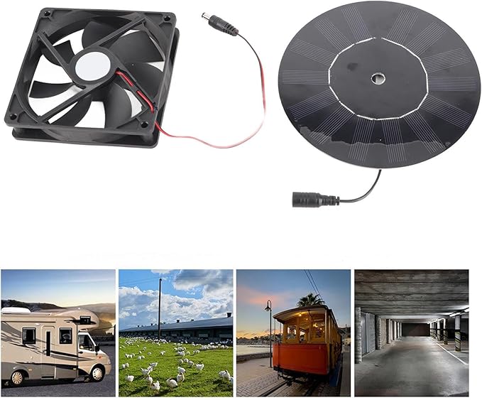 5W Solar Powered Fan, Chicken Coop Ventilation Fan, Solar Exhaust Intake Cooling Ventilation Fan for Chicken Coop, Greenhouse, Shed, Pet House