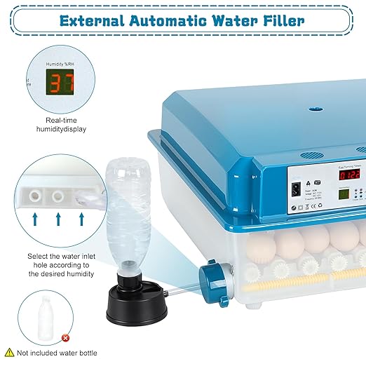 Incubators for Hatching Eggs,64 Egg Incubator with Automatic Turner, Digital Temperature & Humidity Control, Dual Power for Hatching Chicken, Duck, Goose, Bird, Quail Eggs