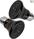 HealSmart 50W Mini Reptile Heat Lamp Ceramic Heat Emitter, No Light Emitting Heat Bulbs, Suitable for Snake/Lizard/Spider, Plant Growth and Incubating Chicken, 2-Pack