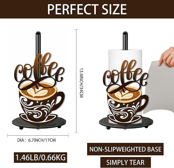 Coffee Paper Towel Holder, Coffee Decor for Countertop Cute Vintage Home Table, Housewarming Birthday Gifts for Cafe Lovers