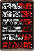 Sanwarm Watch Your Thoughts Motivational Classroom Metal Sign Inspiring Poster Tin Signs For Office Living Room Home Decorations Artwork School Study Room Art Wall Decor Hangings 12 X 8 Inch