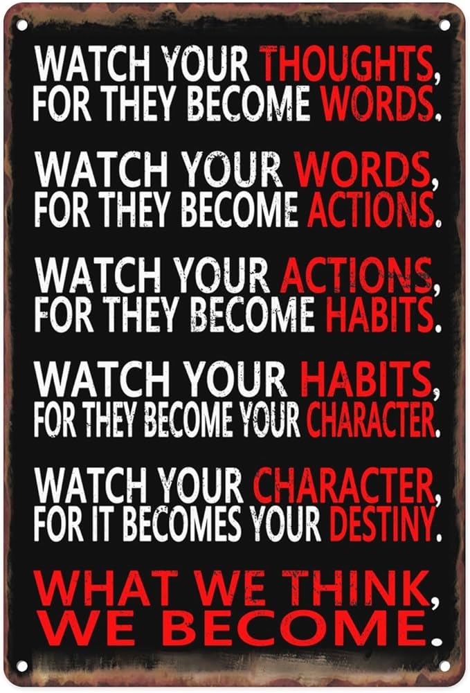 Sanwarm Watch Your Thoughts Motivational Classroom Metal Sign Inspiring Poster Tin Signs For Office Living Room Home Decorations Artwork School Study Room Art Wall Decor Hangings 12 X 8 Inch