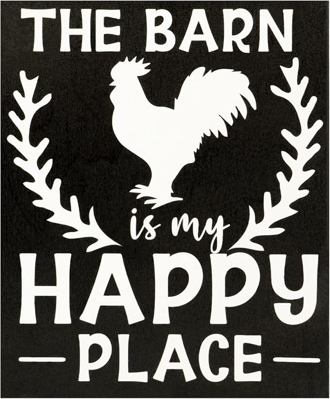 JennyGems The Barn is My Happy Place Wooden Sign, Farmhouse Decor, Country Farm Gifts, Made in USA