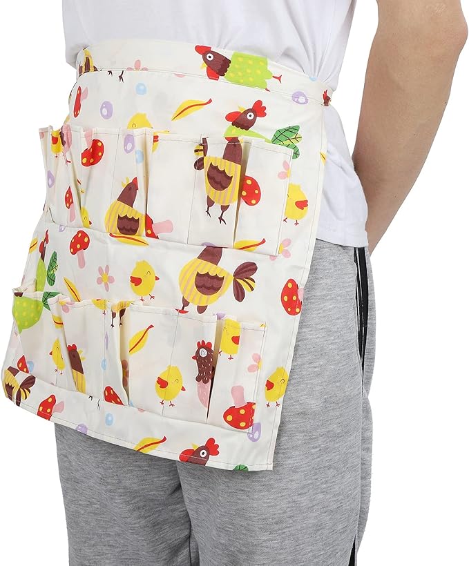 Eggs Collecting Protective Apron with Multiple Pockets, Cotton Twill, Durable and Washable - Heavy Duty Design, Convenient Egg Gathering for Women (Medium: Approx. 17.6x16.2x10cm / 6.93x6.38x3.94in)