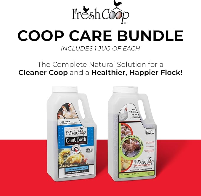 Progressive Planet Fresh Coop 7lb Odor Control + 6lb Dust Bath Bundle - Natural Coop Care for a Fresher Flock - Ammonia Neutralizer & Feather Conditioning Dust Bath - OMRI Listed, Safe for Poultry