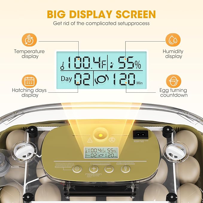 24 Egg Incubator for Hatching Eggs, Automatic Egg Turning, Temperature & Humidity Control, Egg Candler, for Hatching Chicken, Duck, Quail, Goose - Ideal for Farm, Classroom, Home Use