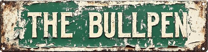 Vintage Tin The Bullpen Sign Retro Metal Sign Suitable For Home Street Shop Garage Bar Farm Garden - Multi-Purpose Metal Sign For Indoor/Outdoor Use Plaque 4x16 Inch