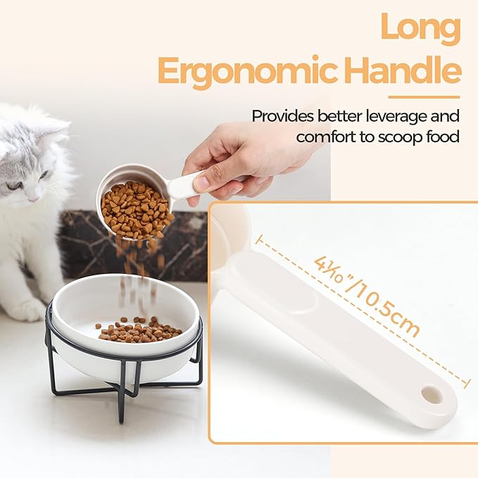 Dog Food Scoop 1/2 Cup - MSBC Melamine Pet Food Scoop Measuring Cup for Dog Cat Ferret Rabbit Bird Food, Half Cup Scoop Food-Grade Pet Feed Scoops with Handle, Dishwasher Safe, White
