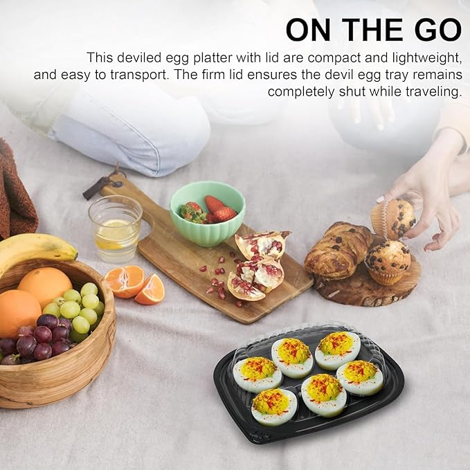 MT Products Clear Deviled Egg Containers with Lid 6.5" x 5.63" x 1.19" - Deviled Egg Platter Tray 6 Eggs (Case of 408) - Made in the USA