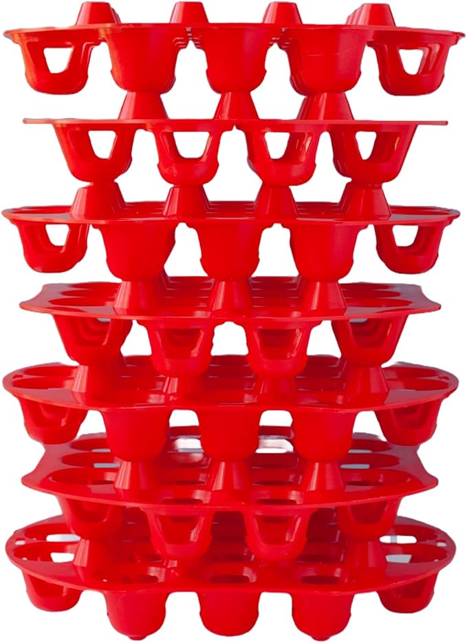 RentACoop Seven (7) Pack Stackable Egg Collection Trays with Two Metal Hanging Clips