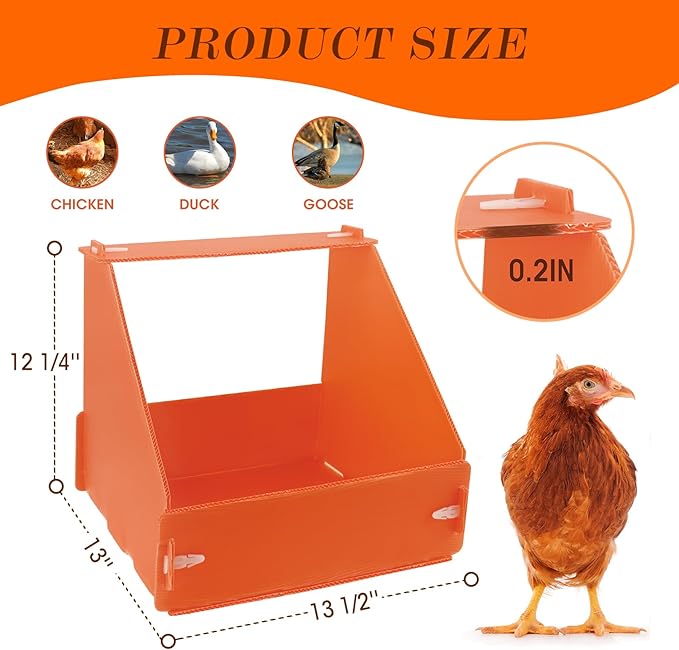 Touri 3 Pack Durable Chicken Nesting Boxes for Laying Eggs for Hens Ducks and Poultry, Orange