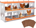 Chicken Nesting Box, 10 Compartment Metal Nesting Boxes for Chickens, Wall Mountable Chicken Laying Boxes, Easy Egg Collection, with Nesting Pads, Indoor & Outdoor Use, 53" L x 17" W x 25" H