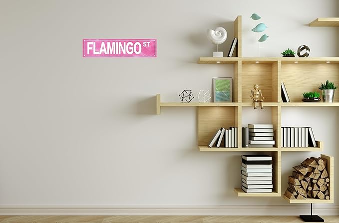 Retro Girl Pink Tin Metal Sign Flamingo Statement Wall Decor for Home Vintage Bar or Dorm Unique Gift Idea for Friends 4x16 in