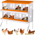 Chicken Nesting Box with Removable Tray,8 Compartment Nesting Boxes for Chickens,Easy to Clean and Install,Durable Chicken Laying Boxes for Chicken Coop,Protects Eggs-with Bracket Legs (Orange)